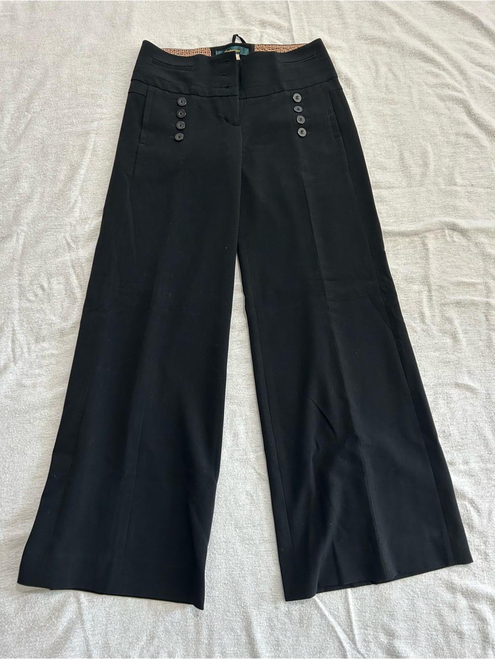 Cartonnier Black Wide-Leg Dress Pants with Button Detail
